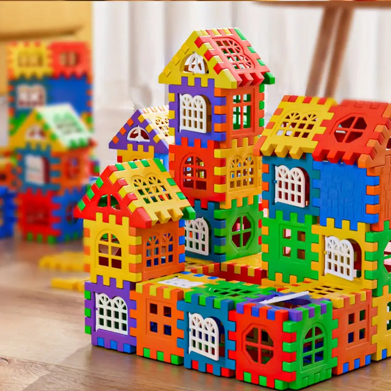 Colorful Large House Building Blocks, Window Design Toys