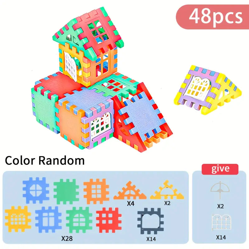 Colorful Large House Building Blocks, Window Design Toys