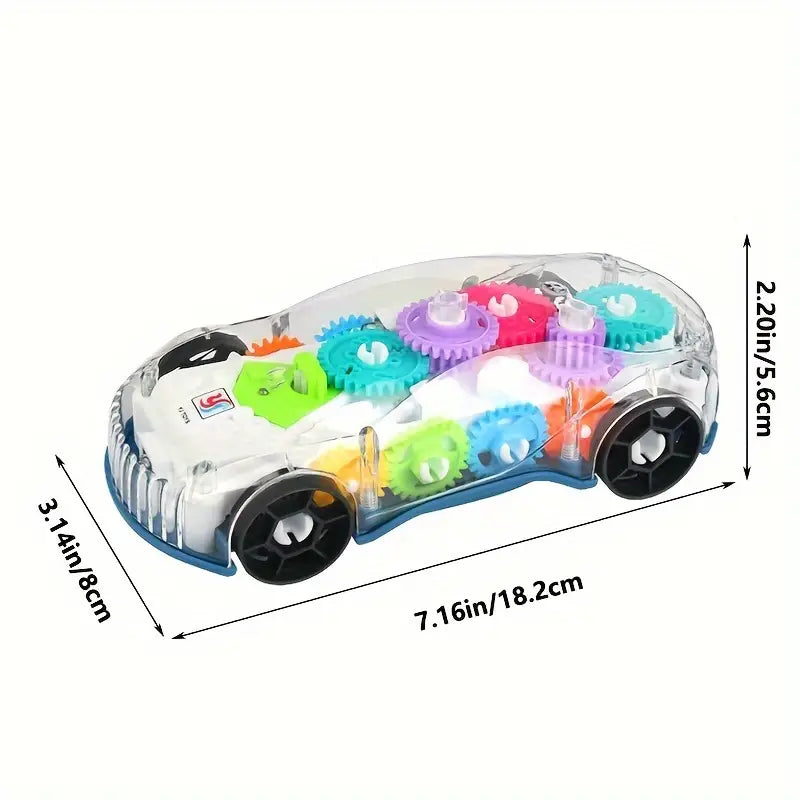 360° Rotating Transparent Toy Car, Colorful Lights