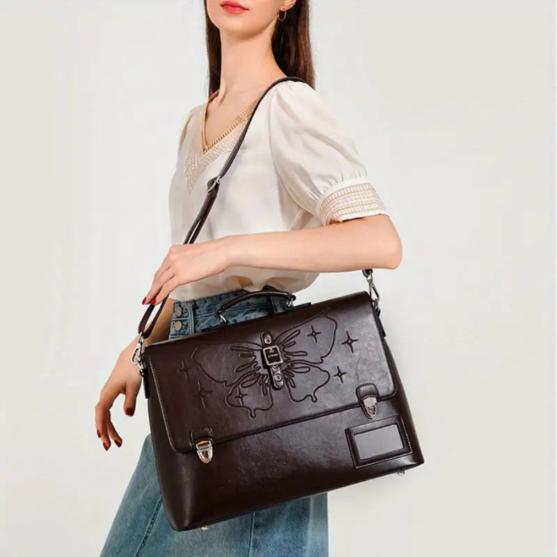 Genuine Leather Women's Tote Bag - Large Capacity Multifunctional