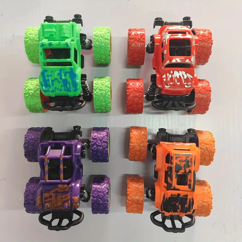 4pcs Friction-Powered Monster Trucks for Youngsters