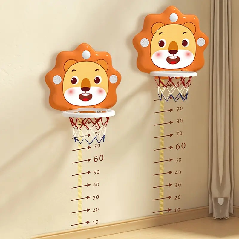 Youngsters' Cartoon Animal Basketball Hoop Set with Mini Balls & Pump
