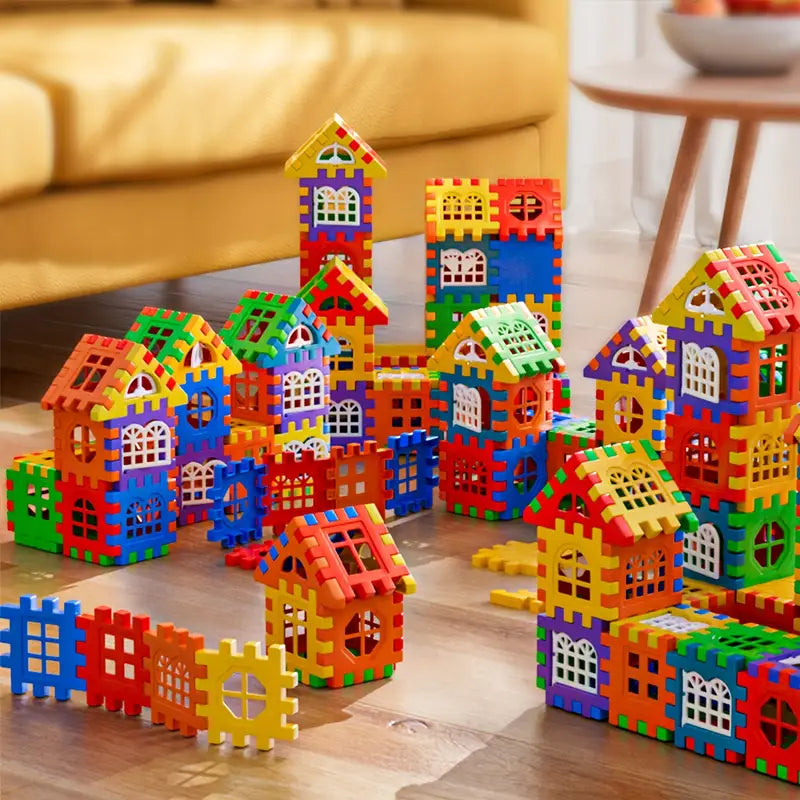 Colorful Large House Building Blocks, Window Design Toys
