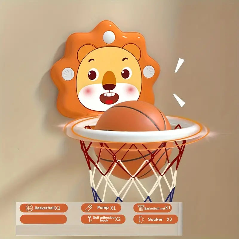 Youngsters' Cartoon Animal Basketball Hoop Set with Mini Balls & Pump