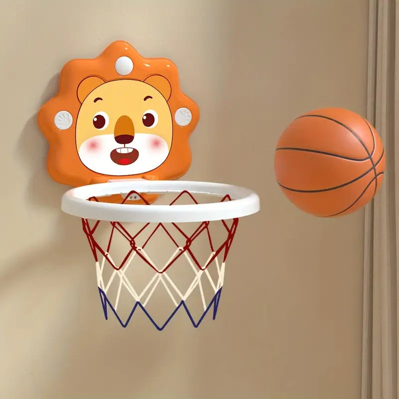 Youngsters' Cartoon Animal Basketball Hoop Set with Mini Balls & Pump