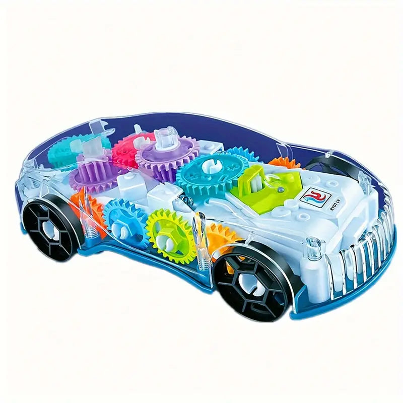 360° Rotating Transparent Toy Car, Colorful Lights