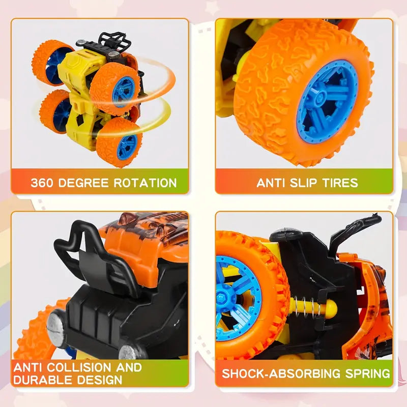 4pcs Friction-Powered Monster Trucks for Youngsters