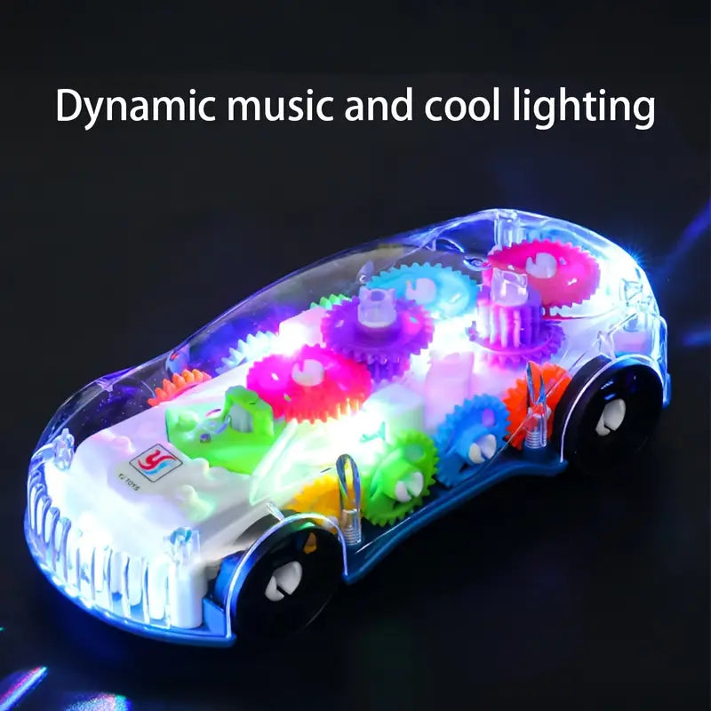 360° Rotating Transparent Toy Car, Colorful Lights