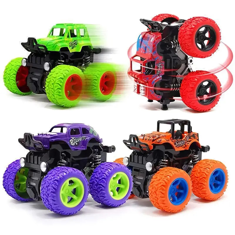 4pcs Friction-Powered Monster Trucks for Youngsters