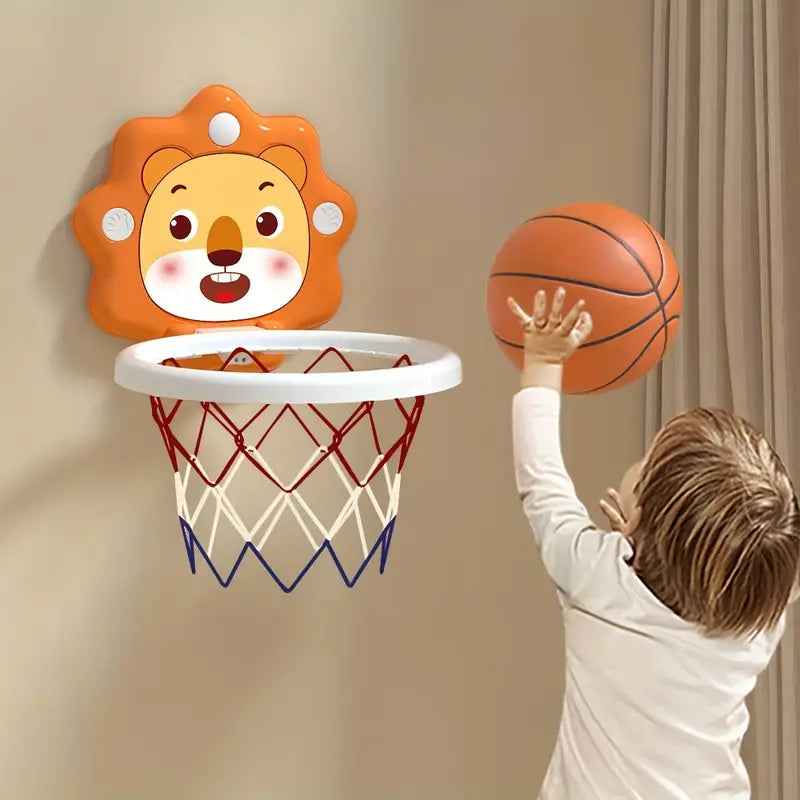 Youngsters' Cartoon Animal Basketball Hoop Set with Mini Balls & Pump