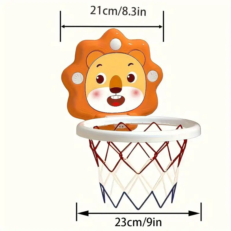 Youngsters' Cartoon Animal Basketball Hoop Set with Mini Balls & Pump