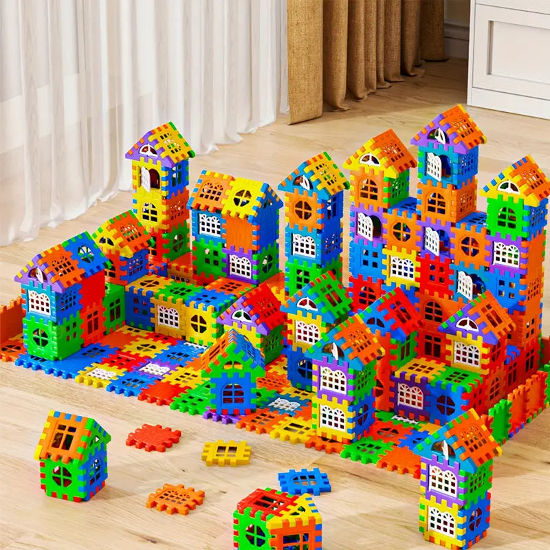 Colorful Large House Building Blocks, Window Design Toys
