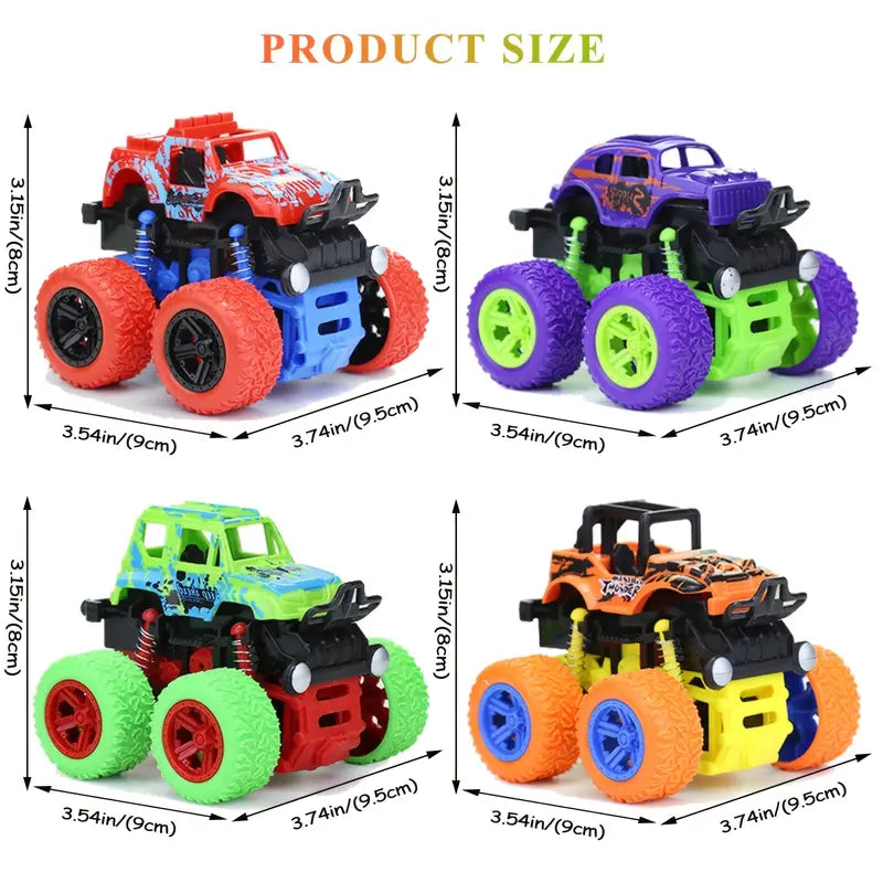 4pcs Friction-Powered Monster Trucks for Youngsters