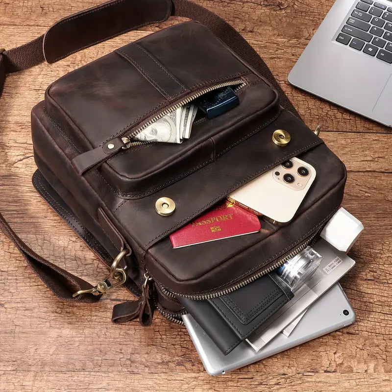 HUMERPAUL True Genuine Leather Single Shoulder Bag