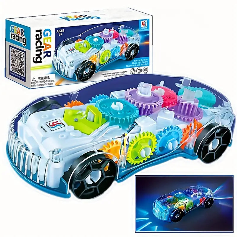 360° Rotating Transparent Toy Car, Colorful Lights